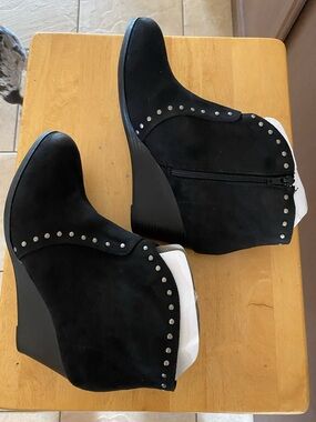 Black Studded Suede Booties